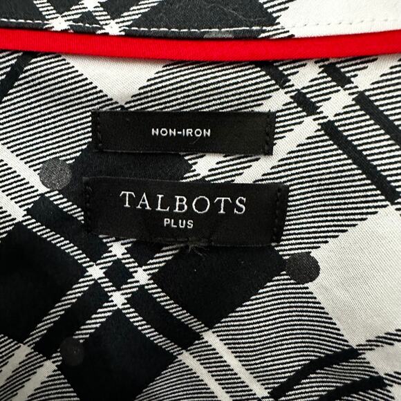 Talbots Plus Button Up Shirt Womens Plus Size 2X Black White Career Work Office - Picture 2 of 8